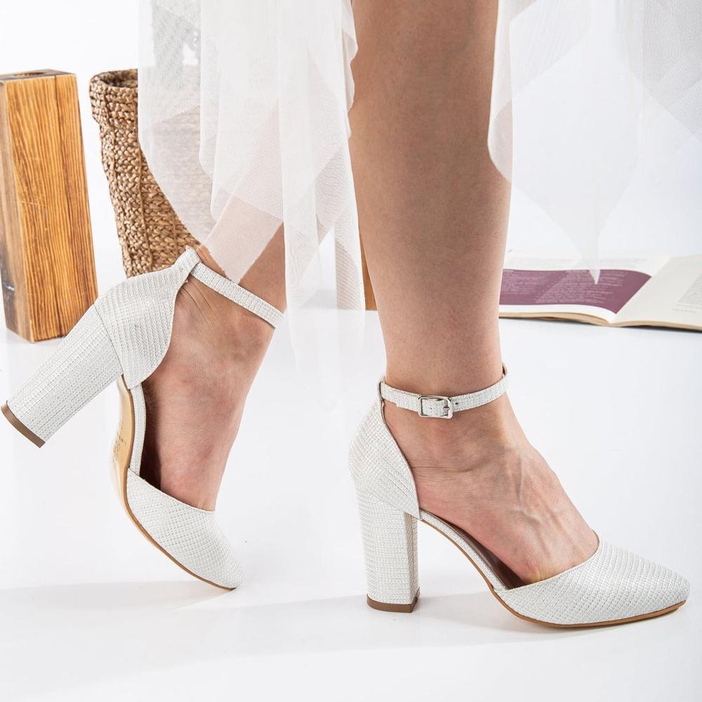Gisele - Tacones de novia con purpurina blanca