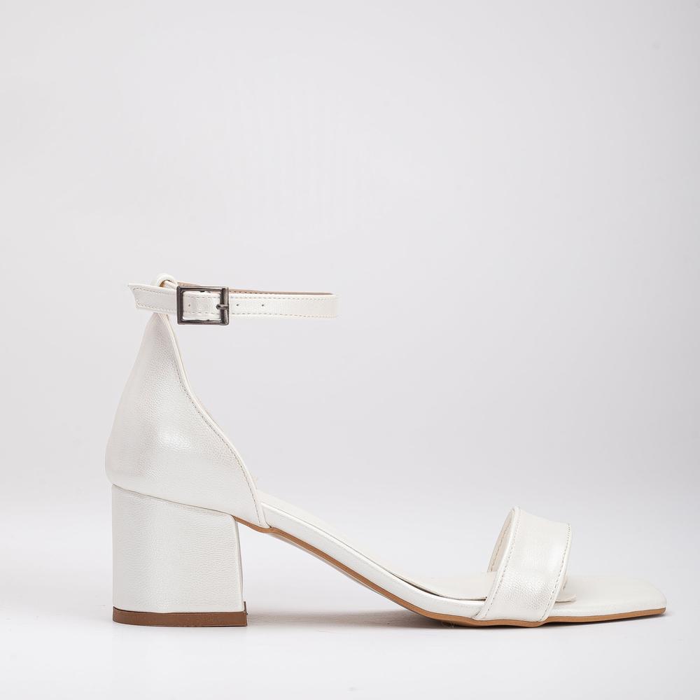 Athena - Tacones de bloque color marfil con lazo