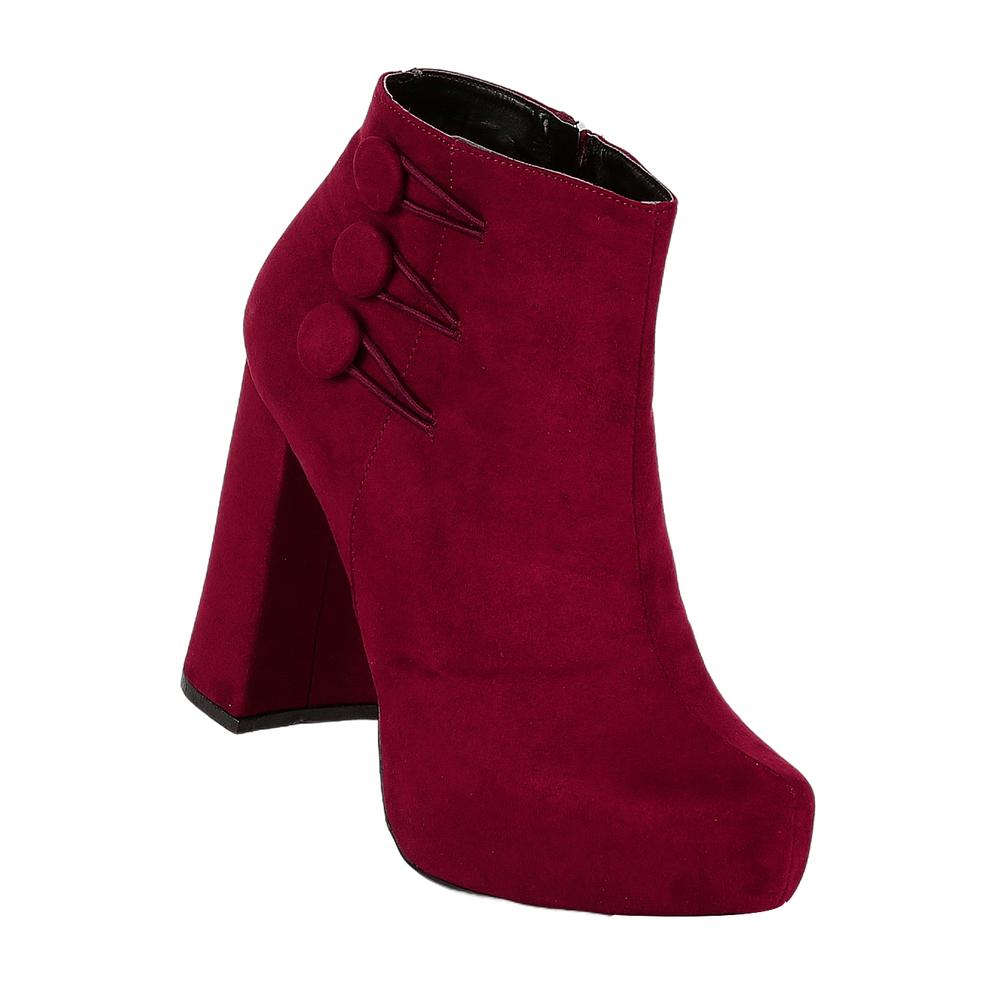 Botín Mujer Formal Tacón Vino Stfashion 03803901