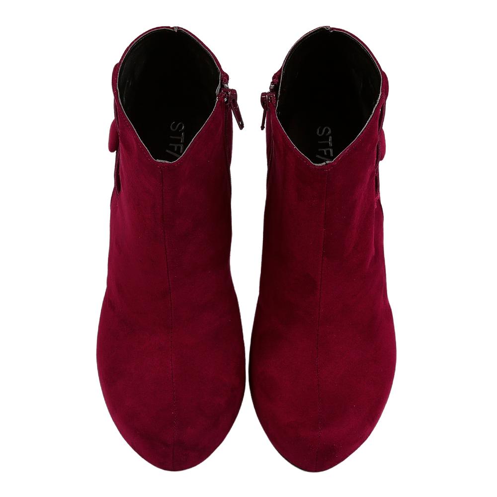 Botín Mujer Formal Tacón Vino Stfashion 03803901