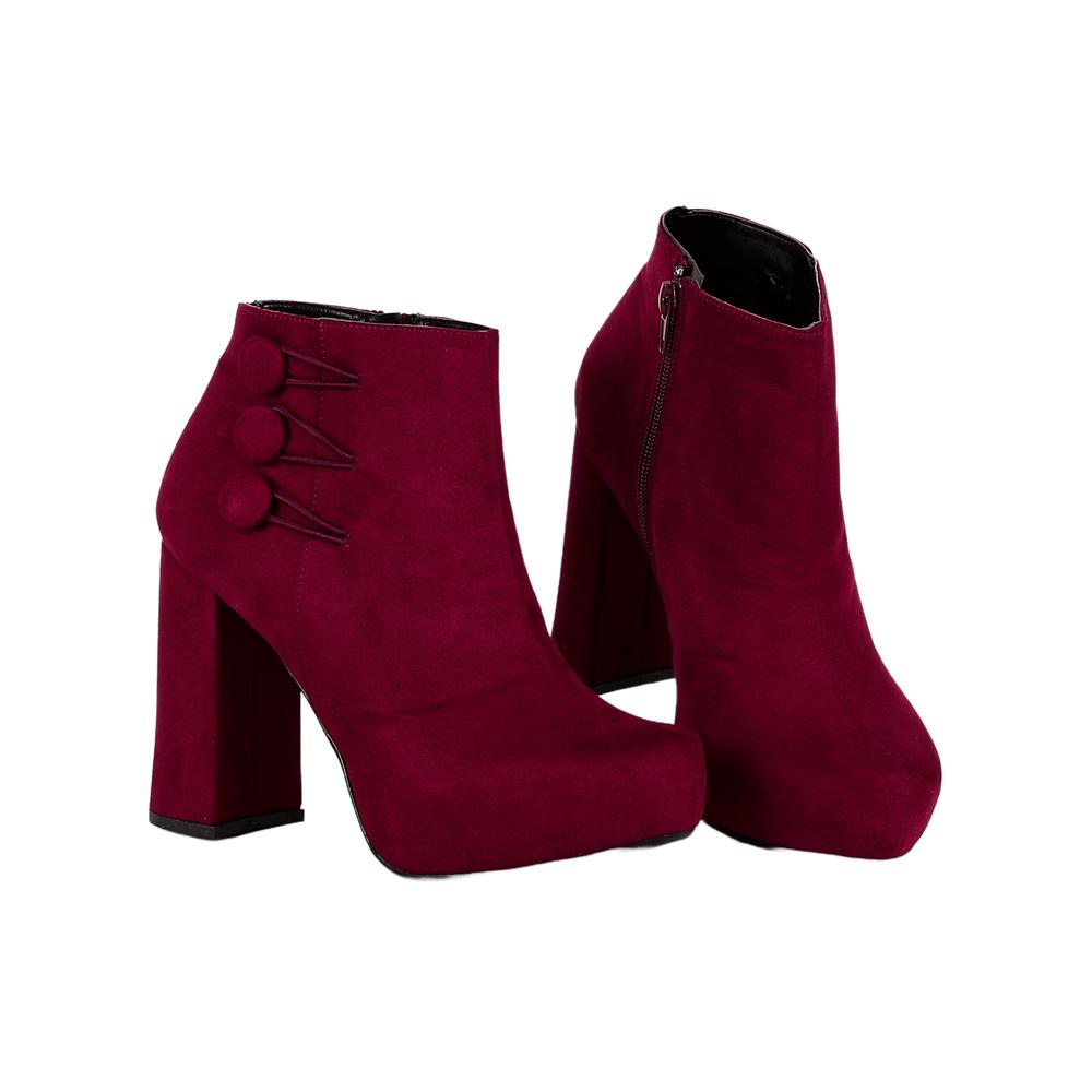 Botín Mujer Formal Tacón Vino Stfashion 03803901
