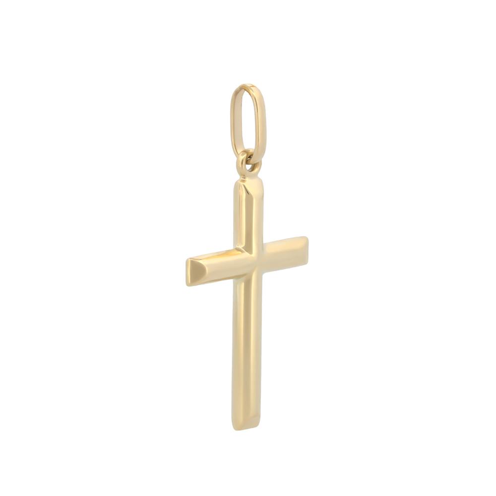 Dije Cruz Lisa Tubo 2.5 cm Oro 14k