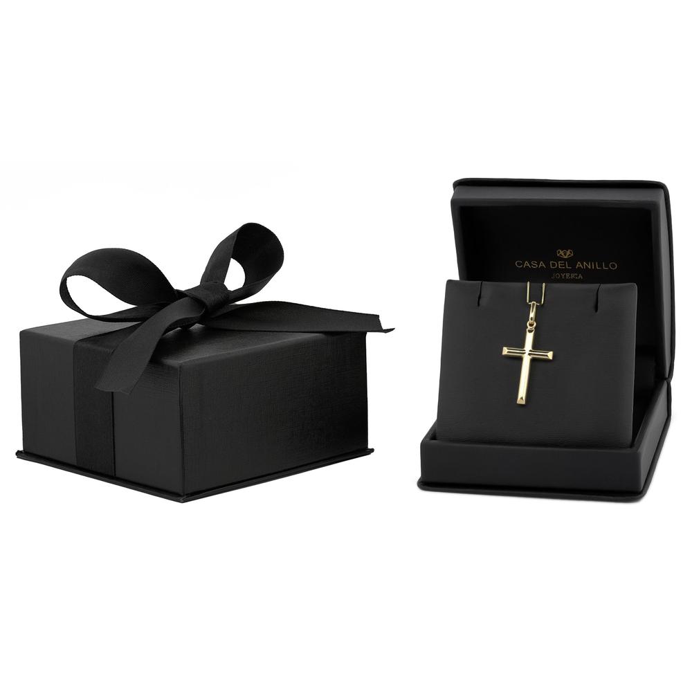 Dije Cruz Lisa Tubo 2.5 cm Oro 14k