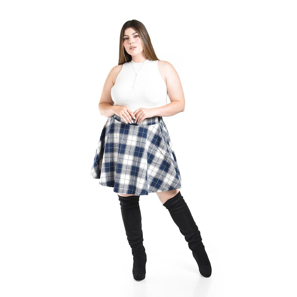 Falda a cuadros Roman Fashion / Tallas Extras, 3721 (Azul marino)