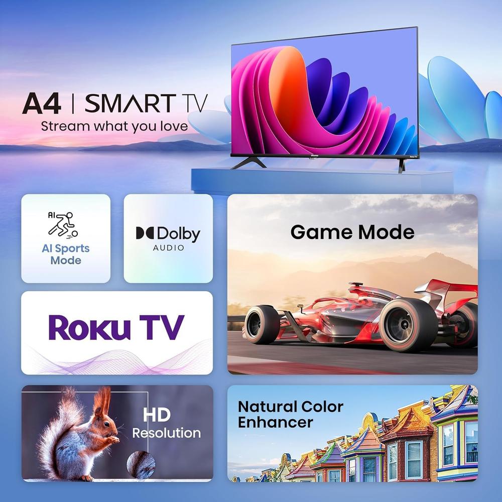 PANTALLA HISENSE 32A4 32 PULGADAS ROKU SMART TV HD SERIE