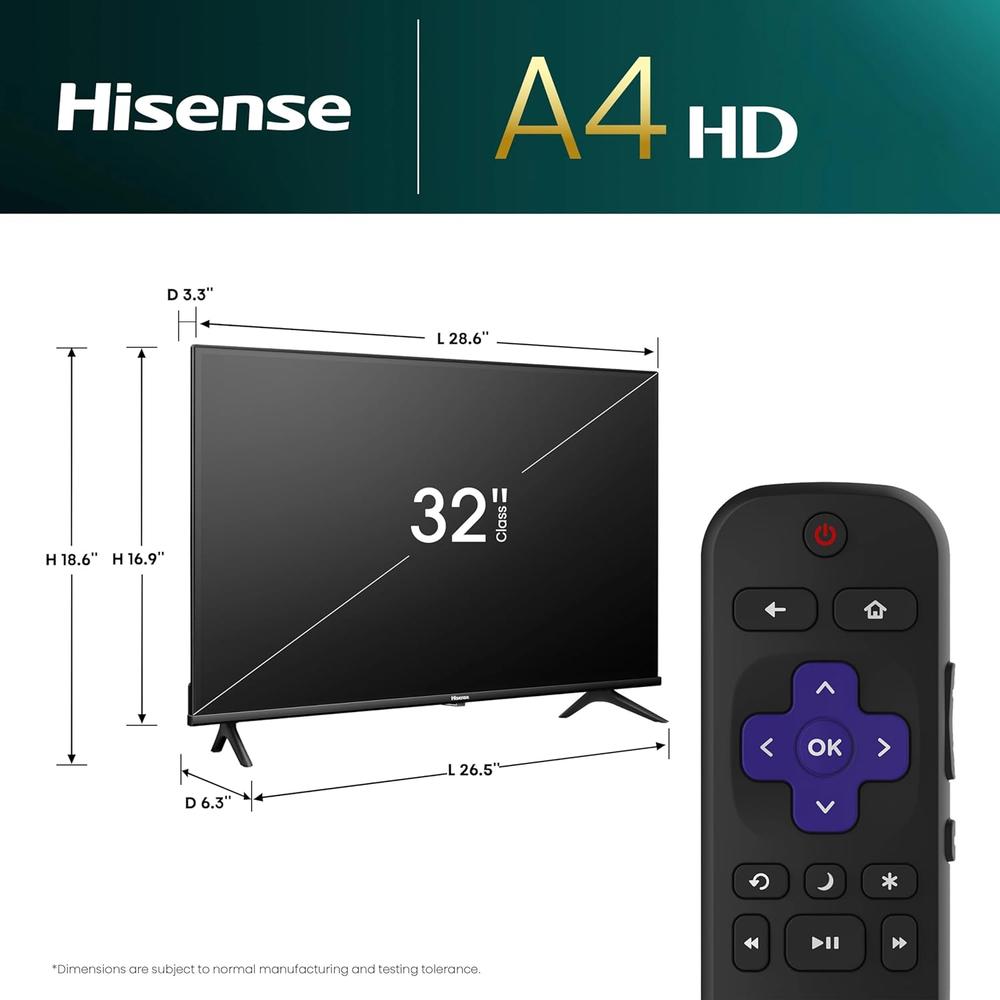 PANTALLA HISENSE 32A4 32 PULGADAS ROKU SMART TV HD SERIE