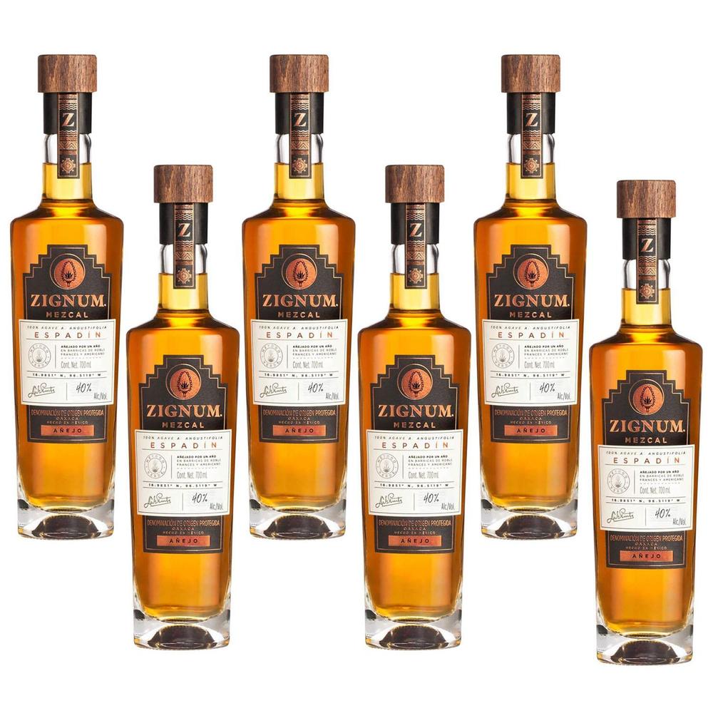 Caja de 6 Mezcal Zignum Añejo 700 ml