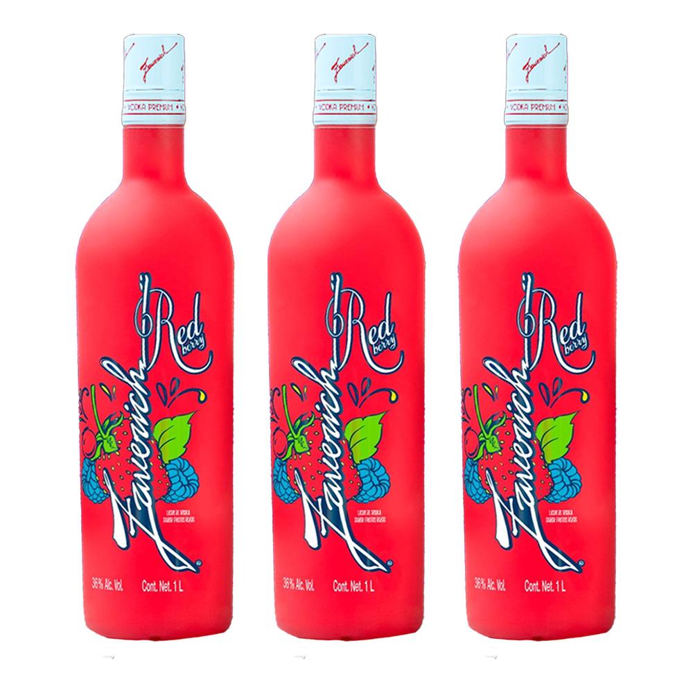 Paquete de 3 Vodka Zaverich Red Berry 1 L