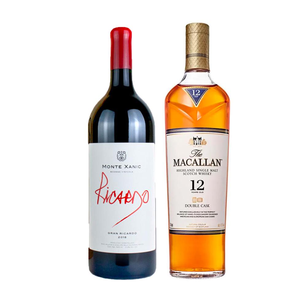 Whisky The Macallan Single Malt 12 Años Double Cask 700 ml +Vino Tinto ...