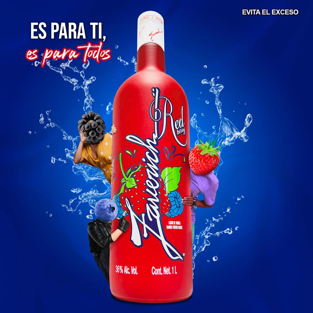 Paquete de 3 Vodka Zaverich Red Berry 1 L