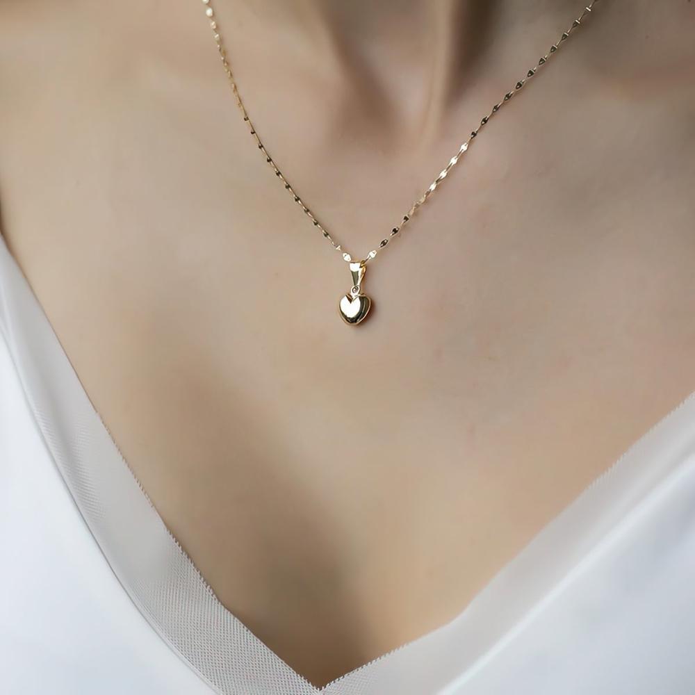 Cadena Gargantilla Dama Corazón Oro 10k Sólido