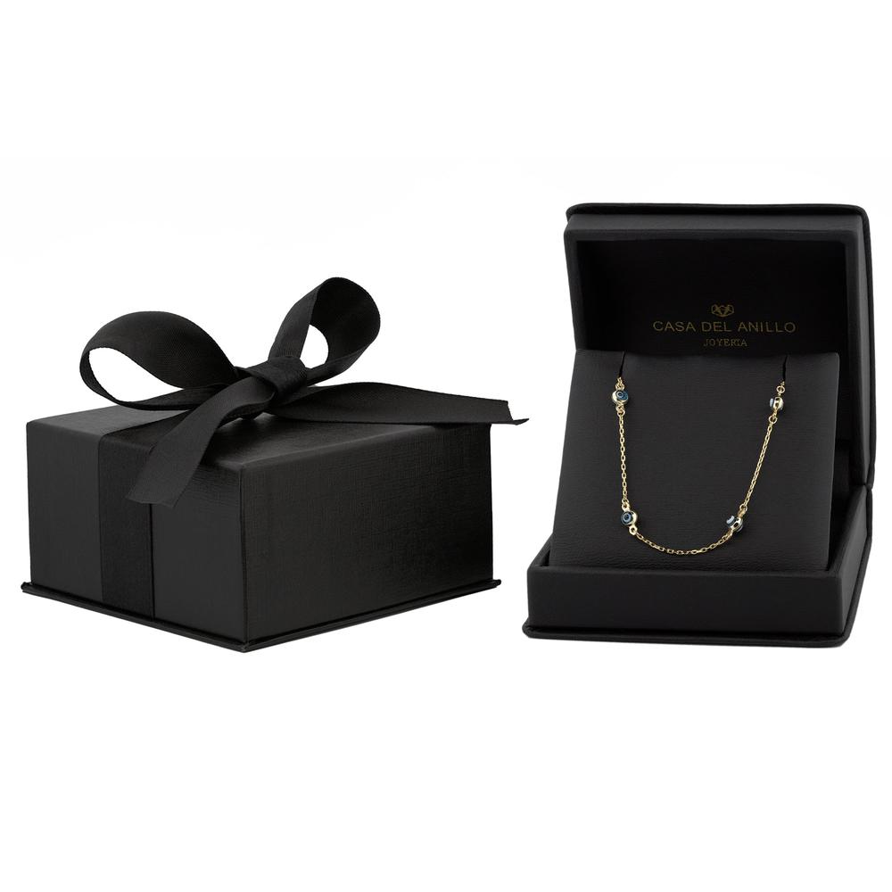 Pulsera Ojitos Azul Fuerte Oro Solido 10k