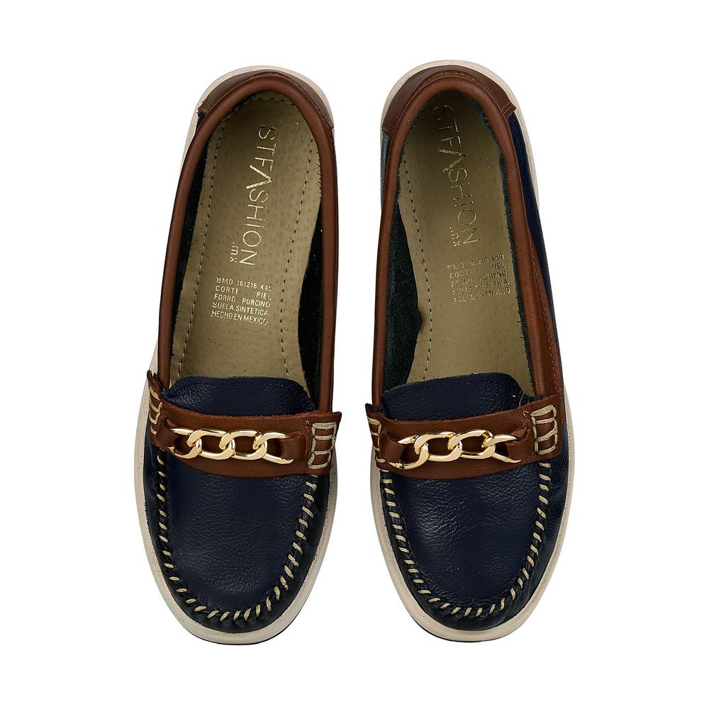 Zapato Mujer Mocasin Casual Azul Piel Stfashion 04804101
