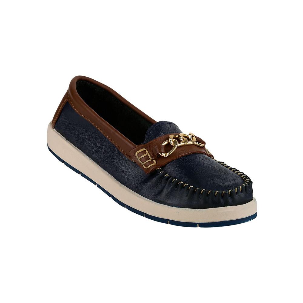 Zapato Mujer Mocasin Casual Azul Piel Stfashion 04804101