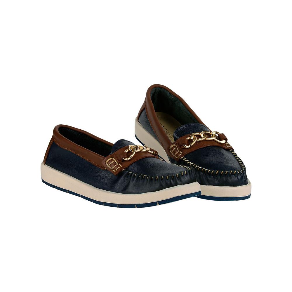 Zapato Mujer Mocasin Casual Azul Piel Stfashion 04804101