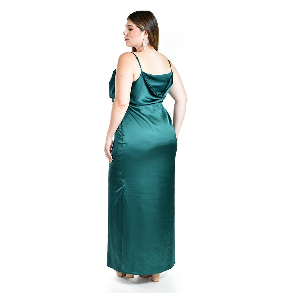 Vestido de escote drapeado Roman Fashion /Tallas Extras, 2005 (Verde botella)