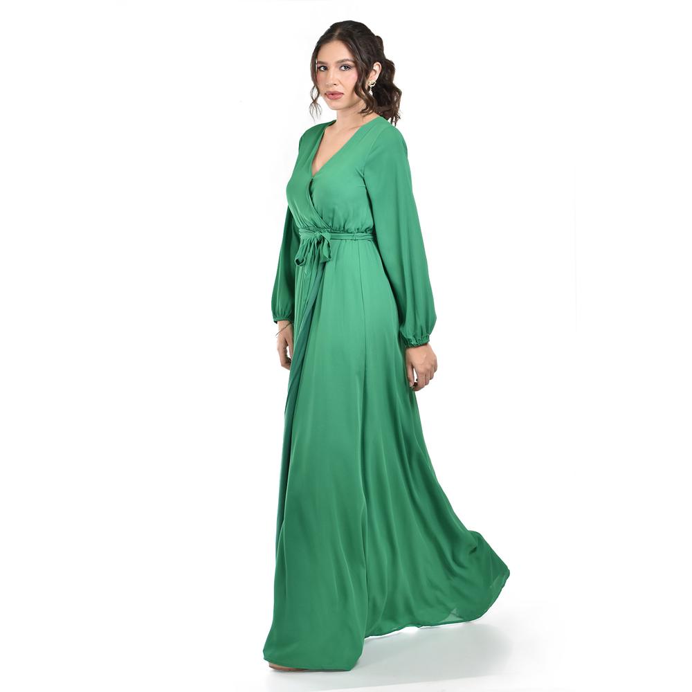 Vestido elegante de manga larga Roman Fashion / Juvenil, 2009 (Verde kelly)