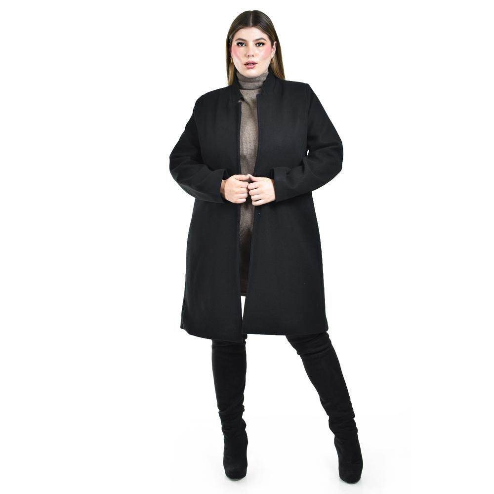 Abrigo largo de cuello Mao Roman Fashion /Tallas Extras, 3011 (Negro)
