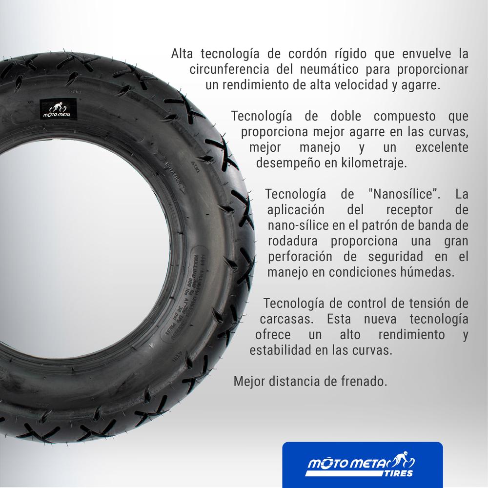 Llanta 120/90-10 para moto uso sin camara tubeless rear 66J P245 Motometa