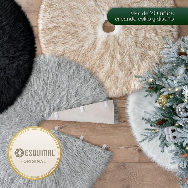 Pie de Árbol de Navidad Afelpado Chico Tapete para Pino Navideño Falda para Decoración Navideña Blanco ESQUIMAL