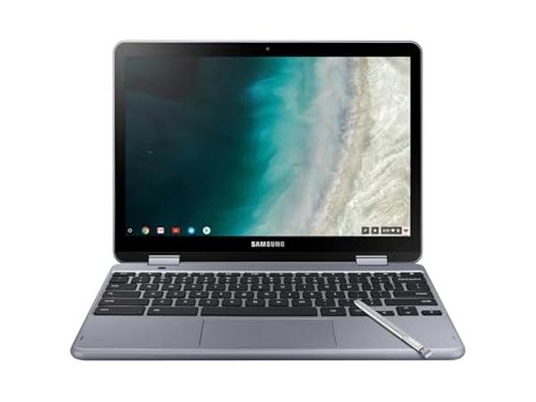 Portátil 2 en 1 Samsung Chromebook Plus V2 360 con cámara web dual (pantalla táctil FHD+ de 12,2", Intel Celeron 3965Y, 4 GB de RAM, 128 GB (64 GB eMMC + tarjeta SD de 64 GB), lápi.