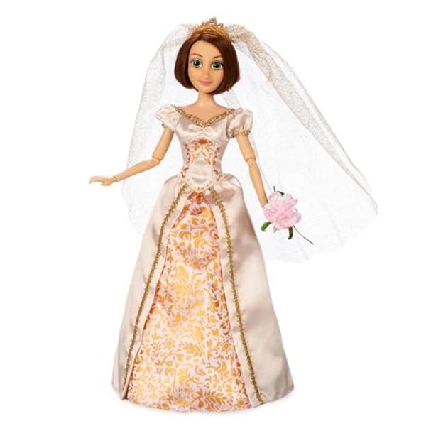 Conjunto oficial de muñecas de boda de princesas de Disney Store (Rapunzel y el príncipe Eugene). Juguetes de princesas con detalles moldeados, disfraces de boda de lujo, empaque d.
