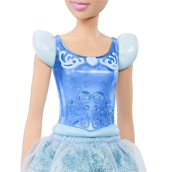 Juguetes de Princesas Disney de Mattel, Muñeca de Moda Cenicienta, Look Brillante con Cabello Rubio, Ojos Azules y Accesorio para el Cabello, Inspirada en la Película.