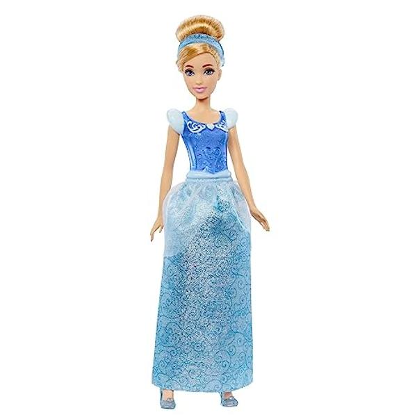 Juguetes de Princesas Disney de Mattel, Muñeca de Moda Cenicienta, Look Brillante con Cabello Rubio, Ojos Azules y Accesorio para el Cabello, Inspirada en la Película.