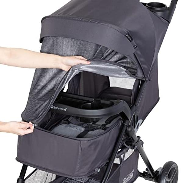 Cochecito de bebé reversible ELITTLE EMU con asiento reversible, tamaño completo, con cabina totalmente reclinable, compacto y plegable, ideal para exteriores y ciudad - Negro.
