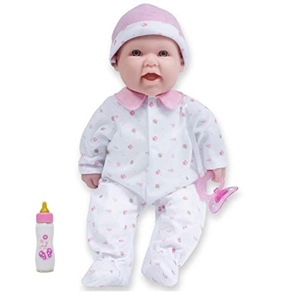 JC Toys - La Baby | Muñeca bebé caucásica de 40 cm, cuerpo blando mediano | Lavable | Conjunto rosa extraíble con gorro y chupete | Para niños a partir de 12 meses.