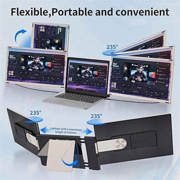 Extensor de pantalla portátil CIDETTY, monitor portátil desmontable FHD 1080P de 15,6" para portátil, extensor triple compatible con Windows, Mac, Android, Chrome, Switch y PS.