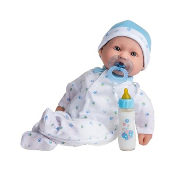 JC Toys, La Baby, muñeca bebé de 16 pulgadas, de cuerpo blando lavable, color azul, con accesorios. Para niños de 12 meses en adelante. Diseñada por Berenguer..