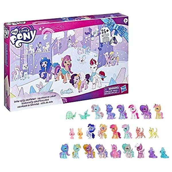 Calendario de Adviento de My Little Pony: Una Nueva Generación: Fiesta en la Nieve, juguete para niños - 25 piezas sorpresa, incluyendo 16 figuras de poni (Exclusivo de Amazon).
