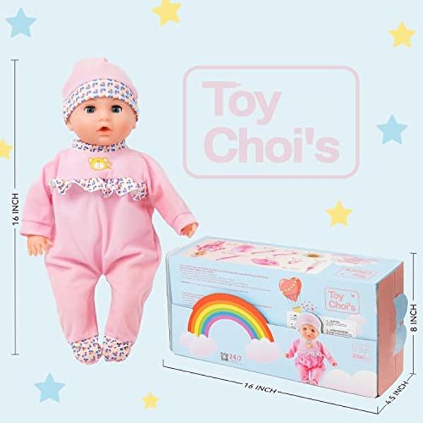 Muñeca interactiva Toy Choi de 16 pulgadas, color rosa. Muñeca que habla y se alimenta con diferentes sonidos y accesorios. Juego de simulación, juguetes preescolares, regalo para .