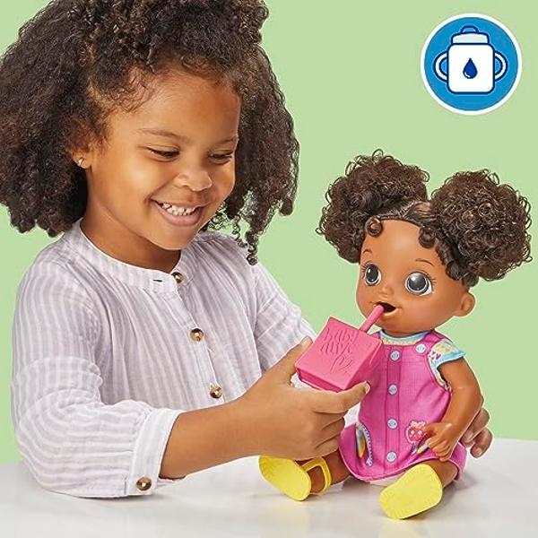 Baby Alive - Muñeca "Hora de la Escuela", 30 cm, juguetes para la vuelta al cole para niñas y niños, pelo negro, regalo preescolar para niños a partir de 3 años (exclusivo de Amazo.