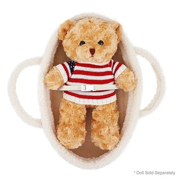 Cuna para muñecas June Garden Cozy Dream - Portabebés portátil - Apta para muñecas American Girl y ositos de peluche de hasta 35 cm - Blanco crema.