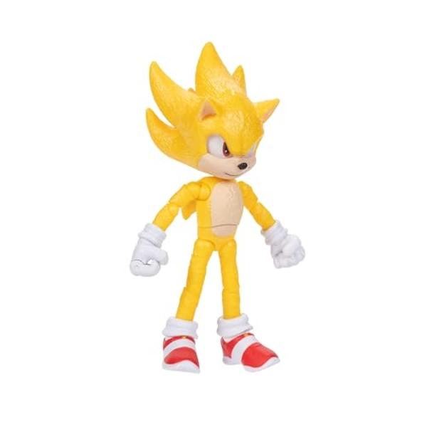 Figuras de acción de la película Sonic 3: Figura coleccionable de Super Sonic de 12,7 cm, altamente articulada para niños y niñas. Producto con licencia oficial de la película..