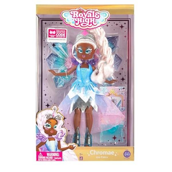 Muñeca de moda Royale High de 23 cm - Chromae, el Hada de Hielo, Ola 1, Serie 1 - Incluye diario de hadas, peine y código de artículo virtual - A partir de 5 años.