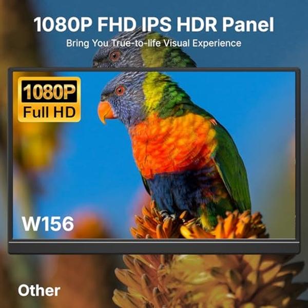 Monitor portátil WGK de 15,6 pulgadas, 1080P, USB-C, HDMI, ultrafino, para viajes, con soporte para portátil, PC, Mac, teléfono, PS, Xbox, Switch, monitor para juegos IPS delgado, .