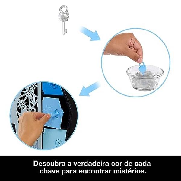 Muñeca y accesorios Monster High Skulltimate Secrets Fearidescent Series, Frankie Stein con armario para disfraces y más de 19 sorpresas.