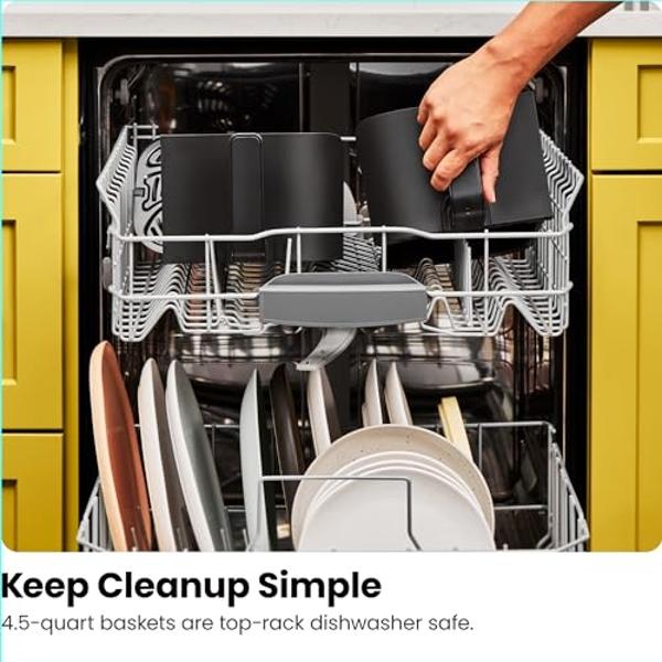 Freidora de aire dual Chefman TurboFry Touch: maximiza las comidas más saludables con doble capacidad de cesta, controles digitales de un toque y recordatorio de agitación para un .