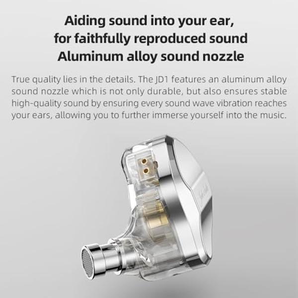 FiiO/JadeAudio JD1 - Auriculares intraaurales estéreo de alto rendimiento con controlador dinámico, graves HiFi, monitorización de oído, deportivos, para juegos y micrófono (negros.