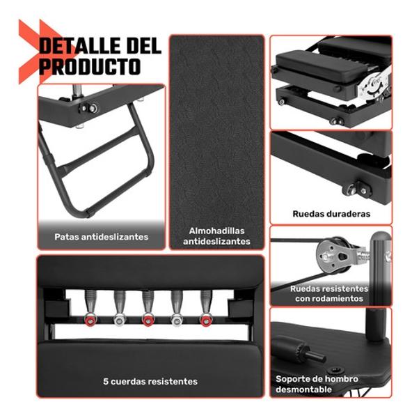 Cama Pilates Reformer Yoga Plegable Fitness 5 Resistencias Centurfit.