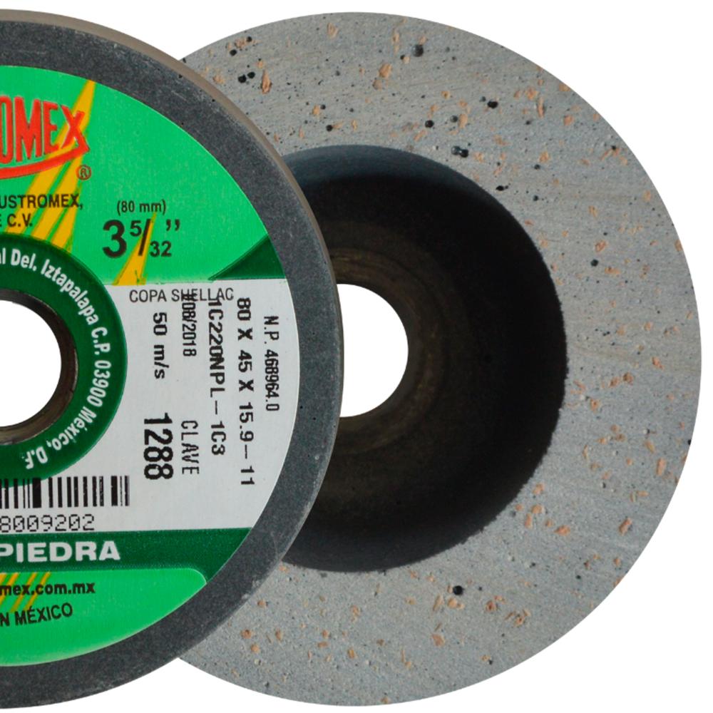 COPA ABRASIVA SHELLAC DE 80 X 45 X 15.9-11 MM GRANO 60 AUSTROMEX