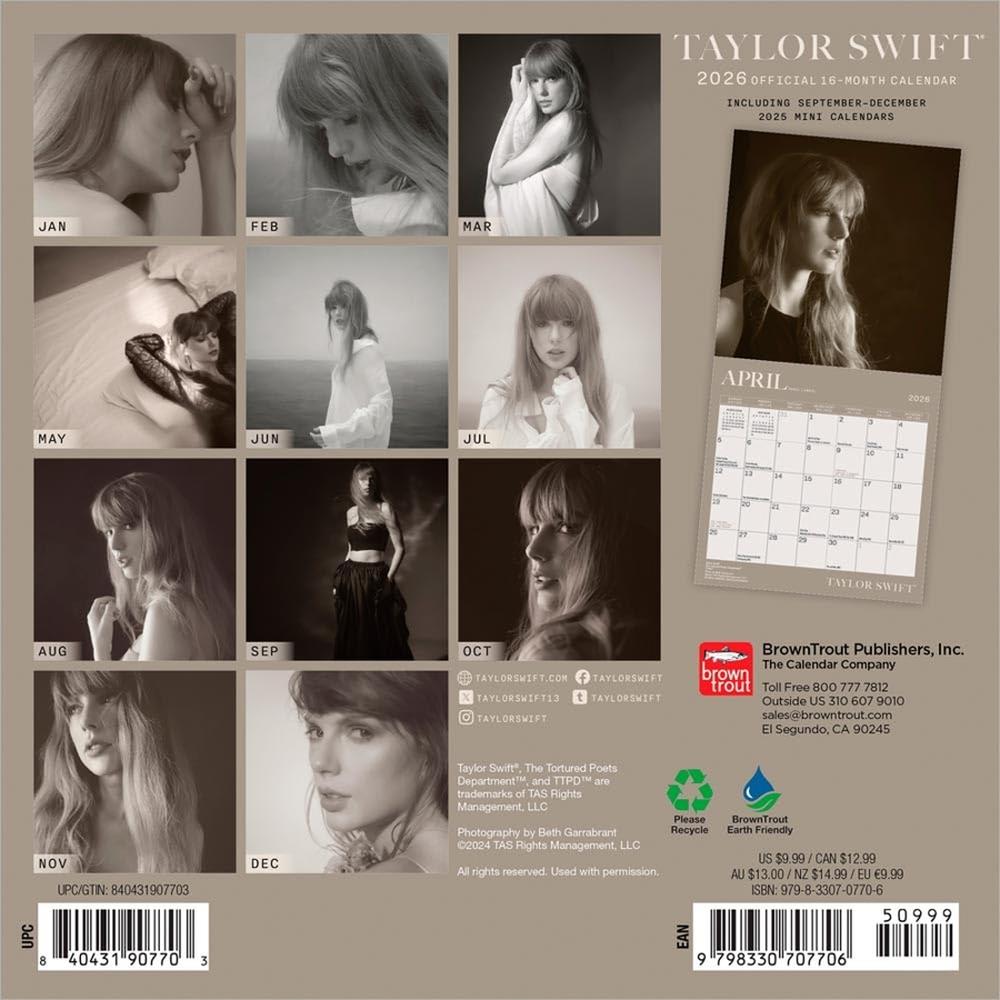 Calendario: Taylor Swift 2026 Mini 7X7