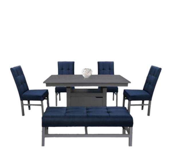 Antecomedor Bahamas 4 Sillas 1 Banca Gris - Kessa.