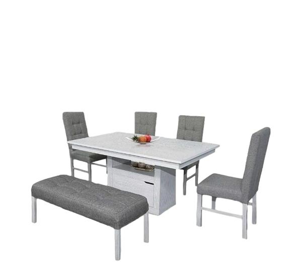 Antecomedor Belgica 4 Sillas 1 Banca Gris - Kessa.