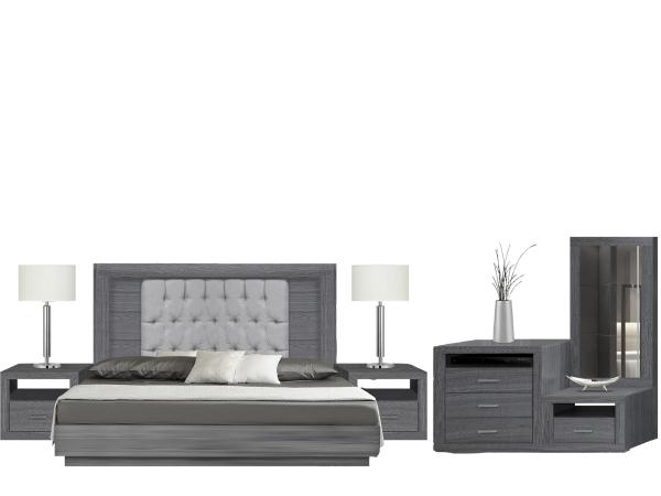 Recamara Ingrid King Size 5 Piezas - Gris - Kessa.