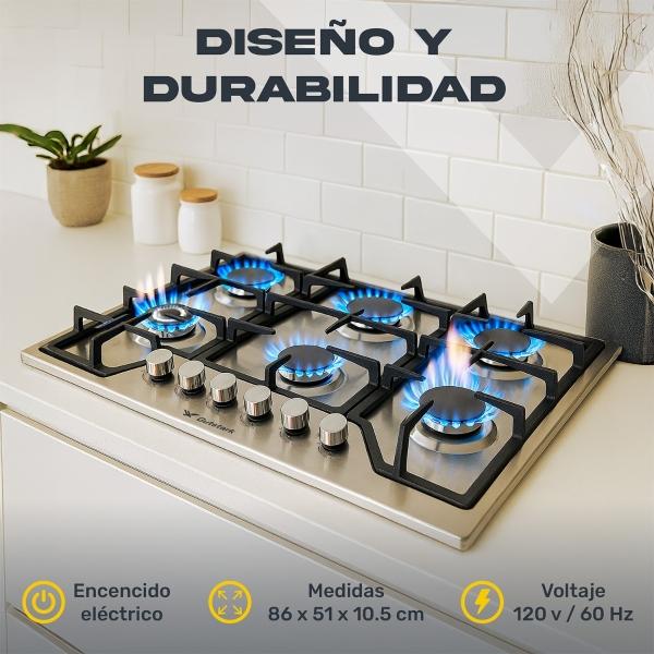 Parrilla de Gas 6 Quemadores Empotrable Acero Inoxidable Gutstark
