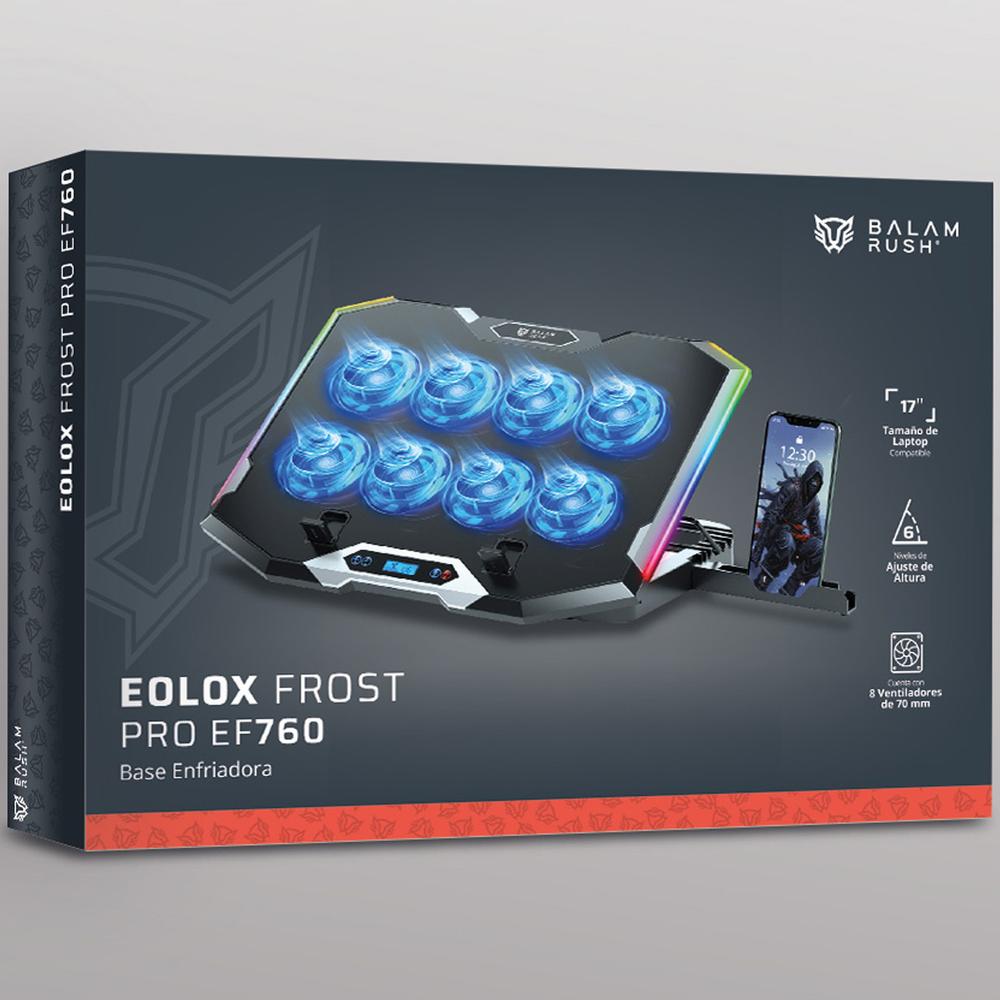 Base Enfriadora BALAM RUSH EOLOX FROST PRO EF760 Laptop 17 pulgadas Altura Ajustable 8 Fan 2xUSB LED